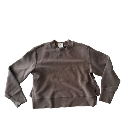 Varley Tops - Varley Cleon Sweat Ottoman Ribbed Side Zip Pullover Sweatshirt Brown VAR00782